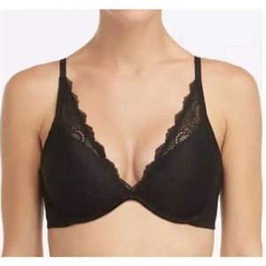 Spanx Undie-tectable Underwire Push-Up Plunge Bra Size 36C Black Lace